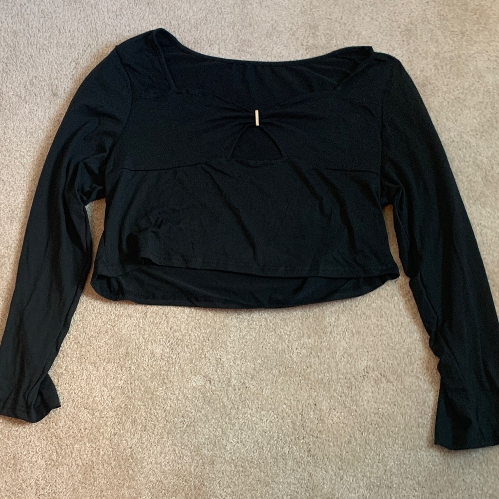 Chic Black Long Sleeve Crop Top